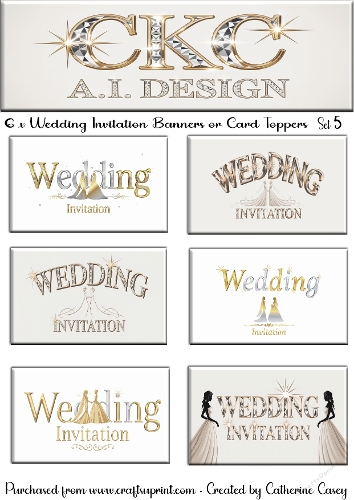 6 x Women Wedding Invitation Banner or Card Toppers Set 5