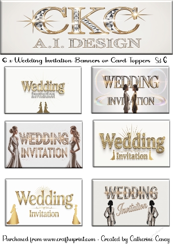 6 x Women Wedding Invitation Banner or Card Toppers Set 6