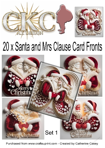 20 x 8x8 Card Fronts for Santa and Mrs Clause dressed ready for Christmas - Set 1