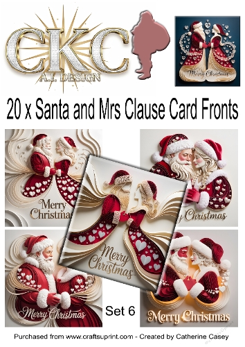 20 x 8x8 Card Fronts for Santa and Mrs Clause dressed ready for Christmas - Set 6