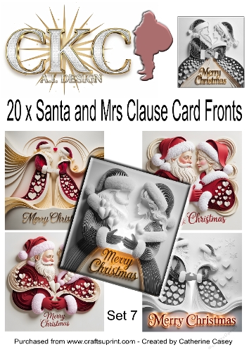 20 x 8x8 Card Fronts for Santa and Mrs Clause dressed ready for Christmas - Set 7