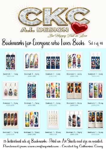 15x Sets of A.I. Bookmarks in various sizes. - Set 1 of 48