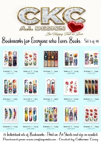15x Sets of A.I. Bookmarks in various sizes. - Set 2 of 48