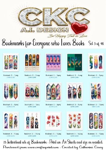 15x Sets of A.I. Bookmarks in various sizes. - Set 3 of 48