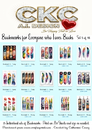 15x Sets of A.I. Bookmarks in various sizes. - Set 5 of 48