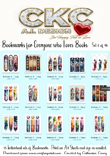 15x Sets of A.I. Bookmarks in various sizes. - Set 6 of 48