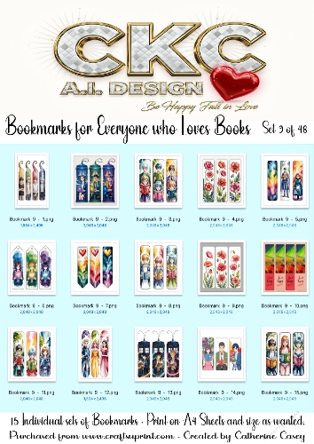 15x Sets of A.I. Bookmarks in various sizes. - Set 9 of 48