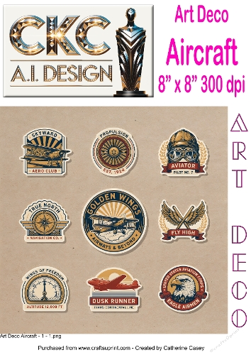 Art Deco Aviation Legends – 10 Vintage Aircraft & Pilot Sticker Collection - 1