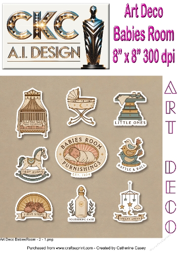 Art Deco Babys Room – 10 Vintage Nursery Sticker Collection - 2