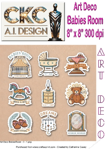 Art Deco Babys Room – 10 Vintage Nursery Sticker Collection - 3