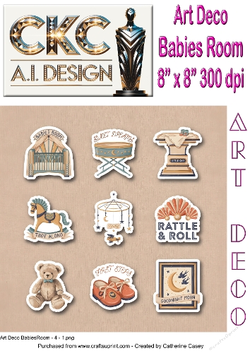 Art Deco Babys Room – 10 Vintage Nursery Sticker Collection - 4