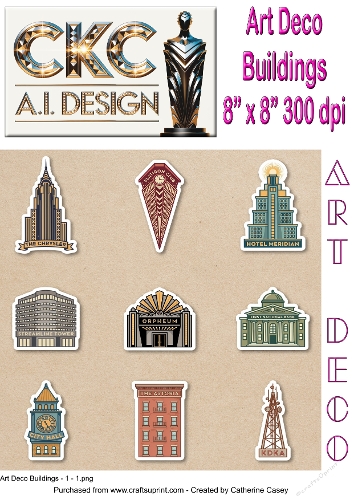 Art Deco Buildings Sticker Collection - 1
