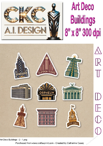 Art Deco Buildings Sticker Collection - 2