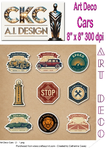 Art Deco Classic Cars – 10 Pages of Vintage Motoring Sticker Collection - 2