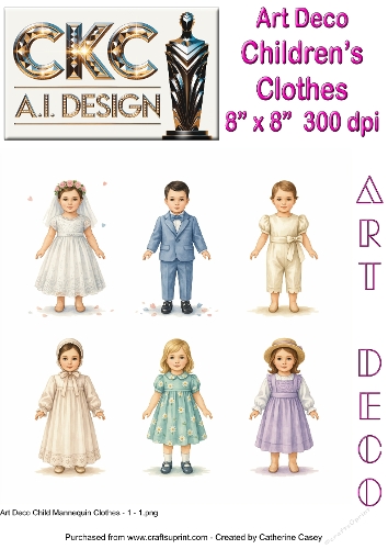 Art Deco Childrens Clothing – 10 pages of Vintage Mannequin Fashion Collection - 1