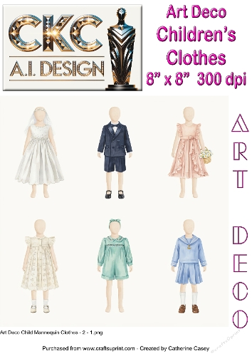 Art Deco Childrens Clothing – 10 pages of Vintage Mannequin Fashion Collection - 2