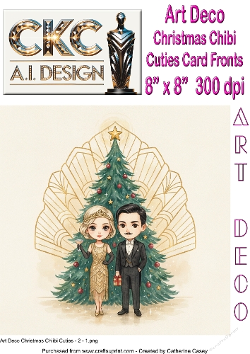 Art Deco Christmas Chibi Cuties – 10 Pages of Vintage Christmas Card Front Collection - 2