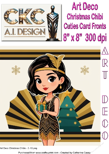Art Deco Christmas Chibi Cuties – 10 Pages of Vintage Christmas Card Front Collection - 3