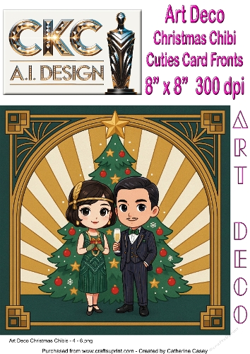 Art Deco Christmas Chibi Cuties – 10 Pages of Vintage Christmas Card Front Collection - 4