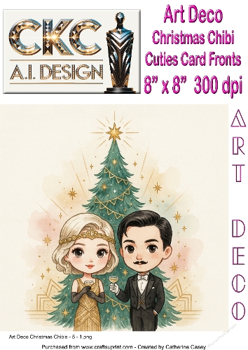 Art Deco Christmas Chibi Cuties – 10 Pages of Vintage Christmas Card Front Collection - 5