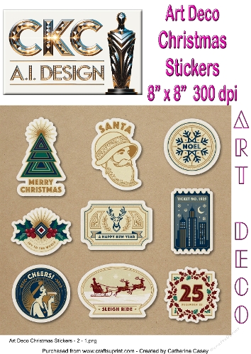 Art Deco Christmas Stickers – 10 Pages of Vintage Christmas Stickers Collection - 2