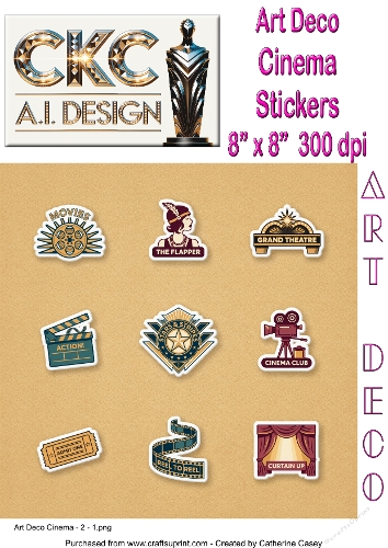 Art Deco Cinema Stickers – 10 Pages of Vintage Cinema Stickers Collection - 2