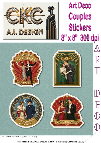 Art Deco Christmas Couples Sticker Collection - 1
