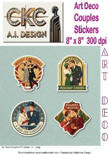 Art Deco Christmas Couples Sticker Collection - 2