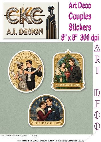 Art Deco Christmas Couples Sticker Collection - 3