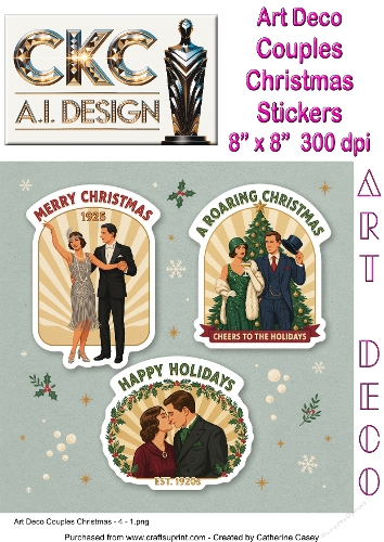 Art Deco Christmas Couples Sticker Collection - 4