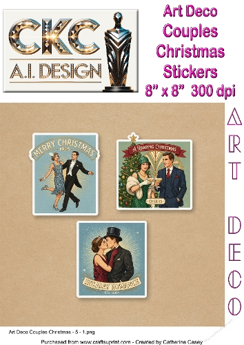 Art Deco Christmas Couples Sticker Collection - 5