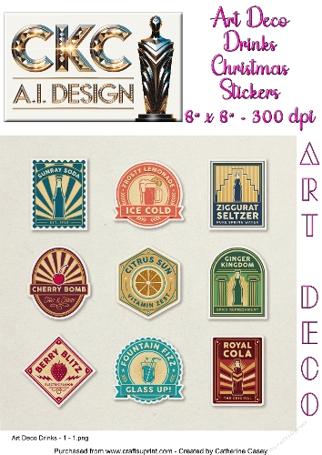 Art Deco Vintage Drinks Sticker Collection - 1