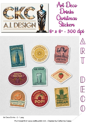 Art Deco Vintage Drinks Sticker Collection - 2