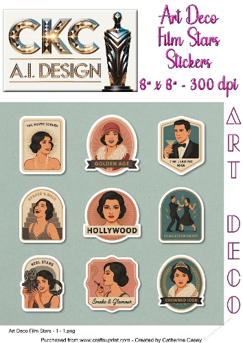 Art Deco Film Stars Sticker Collection - 1