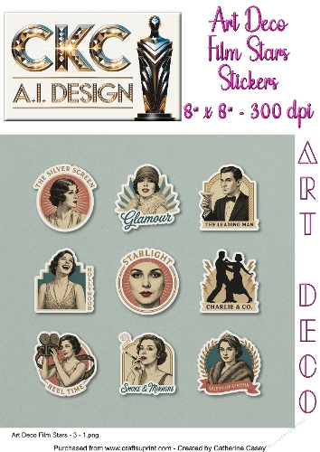 Art Deco Film Stars Sticker Collection - 3