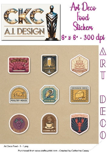 Art Deco Gourmet Food Sticker Collection - 1