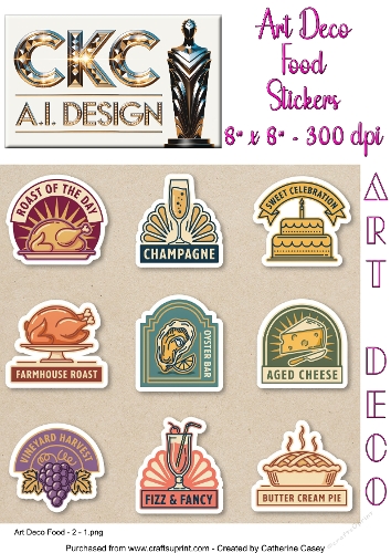 Art Deco Gourmet Food Sticker Collection - 2