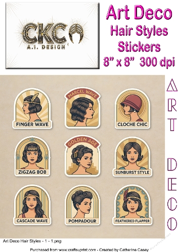 Art Deco Glamorous Hairstyles Sticker Collection 1