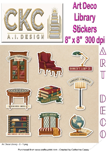 Art Deco Library & Reading Sticker Collection 2