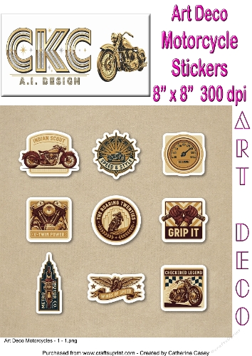 Art Deco Vintage Motorcycles Sticker Collection 1