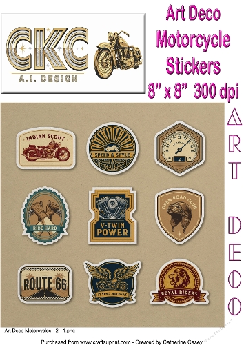 Art Deco Vintage Motorcycles Sticker Collection 2