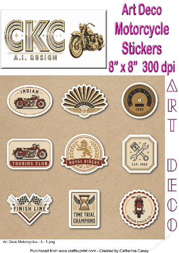 Art Deco Vintage Motorcycles Sticker Collection 3