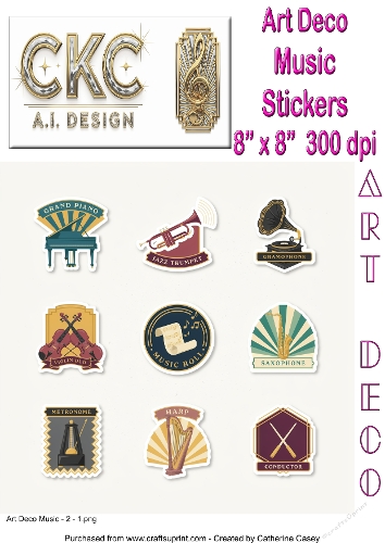 Art Deco Music & Jazz Age Sticker Collection 2