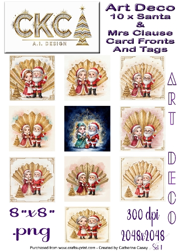 Art Deco Santa & Mrs Claus Christmas Card Collection 1