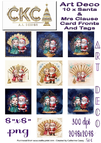 Art Deco Santa & Mrs Claus Christmas Card Collection 6