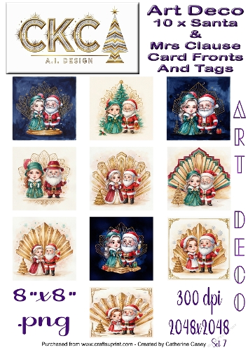 Art Deco Santa & Mrs Claus Christmas Card Collection 7