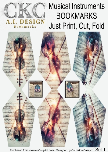 Musical Instruments – Just Print, Cut & Fold Bookmarks – Set 1
