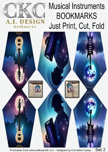 Musical Instruments – Just Print, Cut & Fold Bookmarks – Set 2