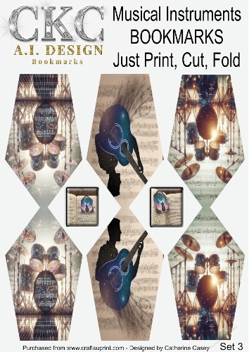 Musical Instruments – Just Print, Cut & Fold Bookmarks – Set 3