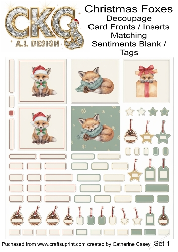 Christmas Foxes Decoupage Card Making Collection – Set 1